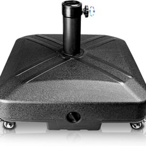 Patio Umbrella Base Heavy Duty with Wheels Square Market Stand